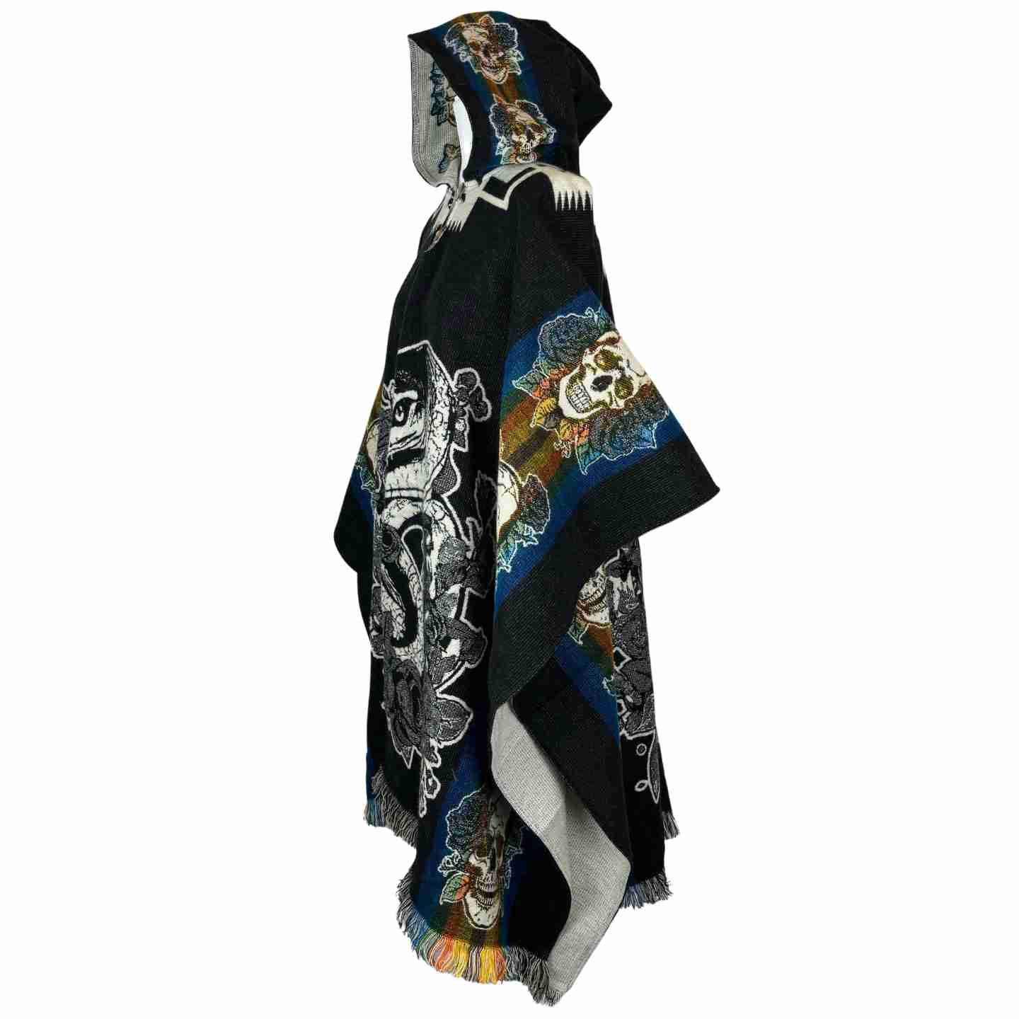 Snake Roses and Skull Unisex Hooded Poncho