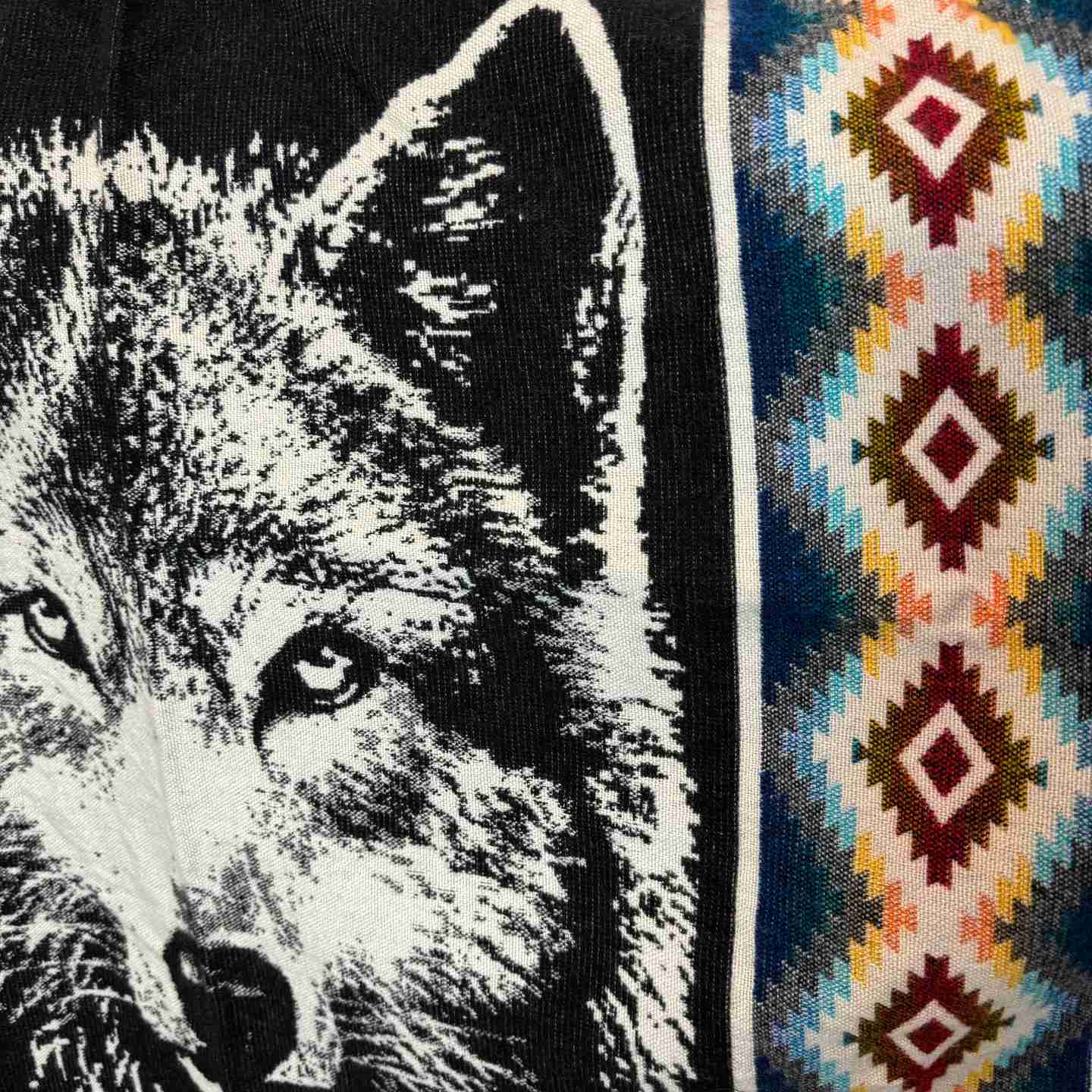 Unisex Alpaca Hooded Poncho Cape with Moon and Spirit Wolf Designs