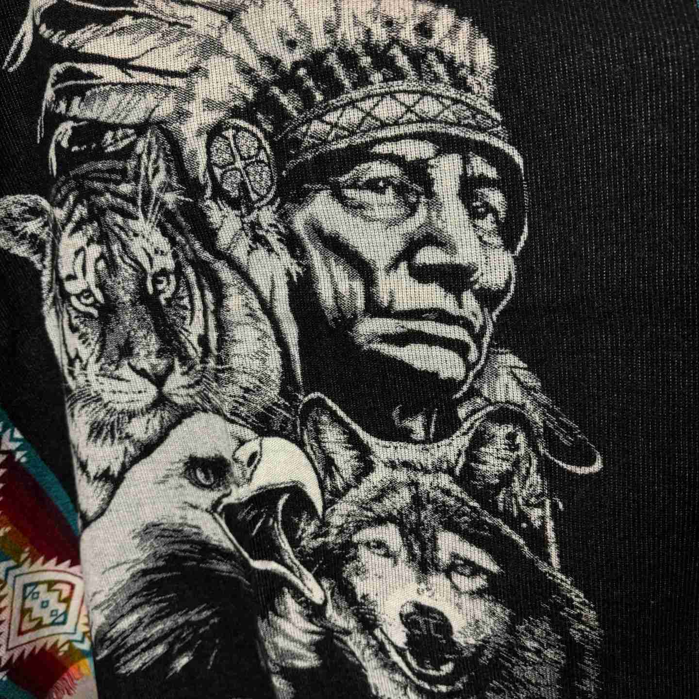 Unisex Alpaca Hooded Poncho Cape with Moon and Spirit Wolf Designs