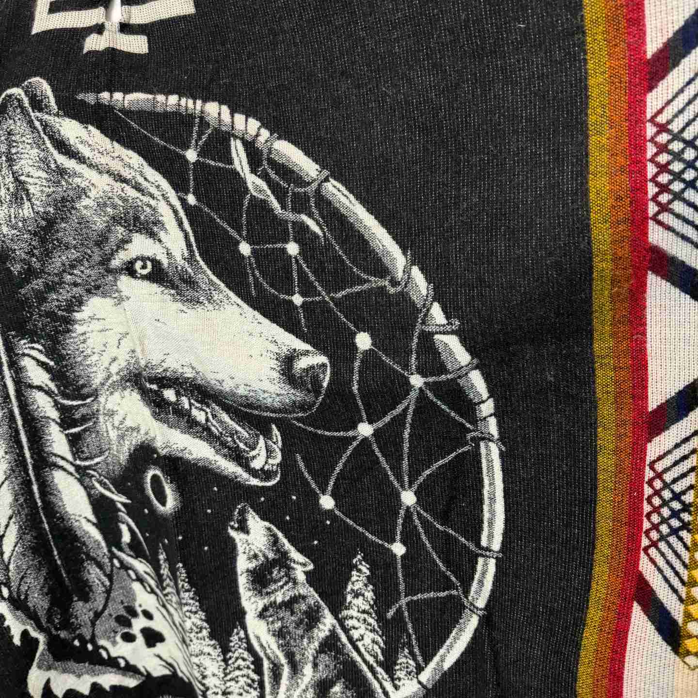 Unisex Alpaca Hooded Poncho Cape with Moon and Spirit Wolf Designs